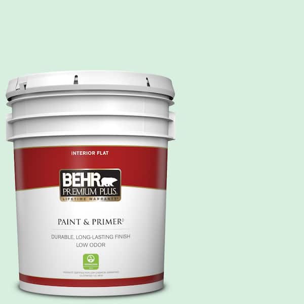 BEHR PREMIUM PLUS 5 gal. #P410-1 Pondscape Flat Low Odor Interior Paint & Primer