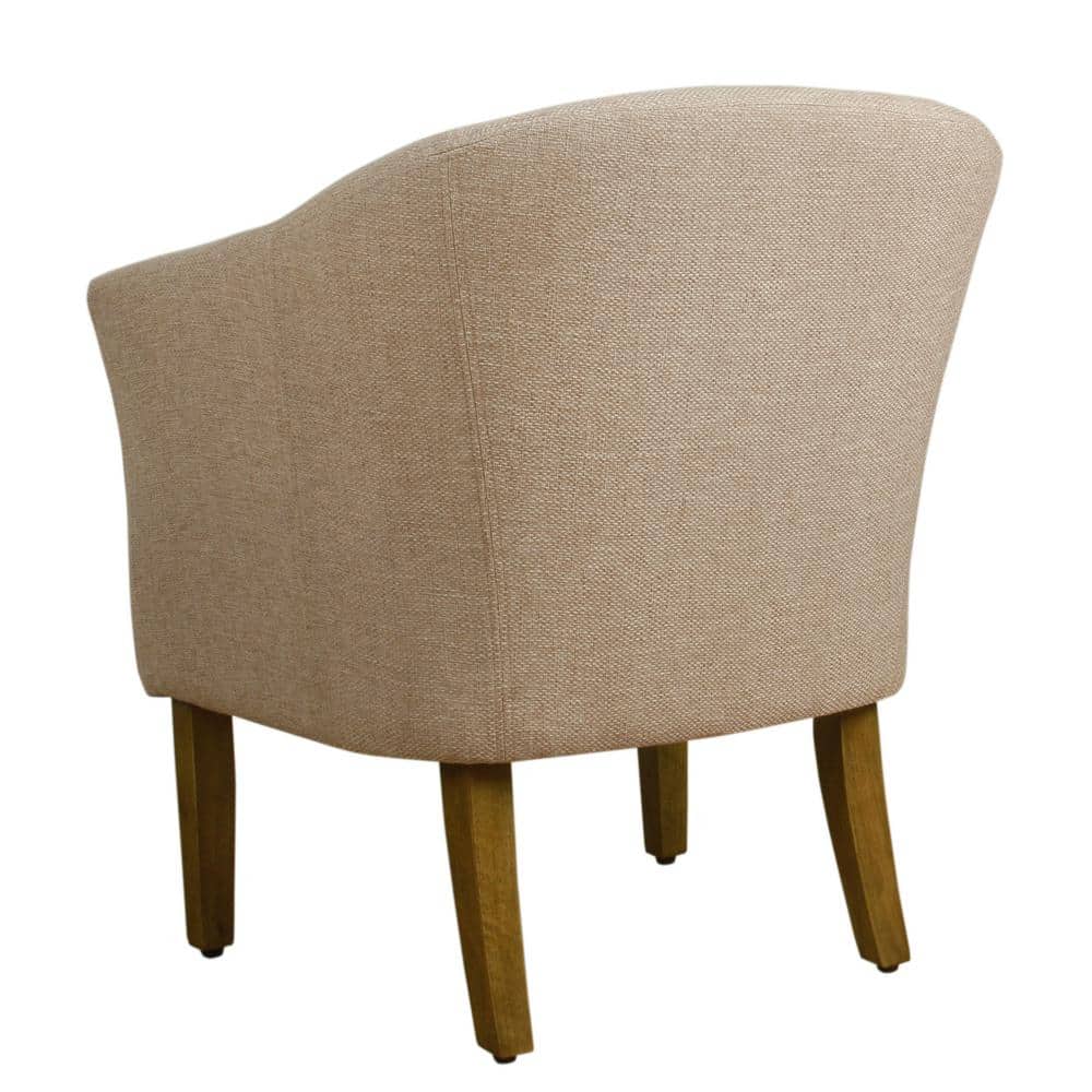 Flax Brown Modern Barrel Wooden Accent Chair