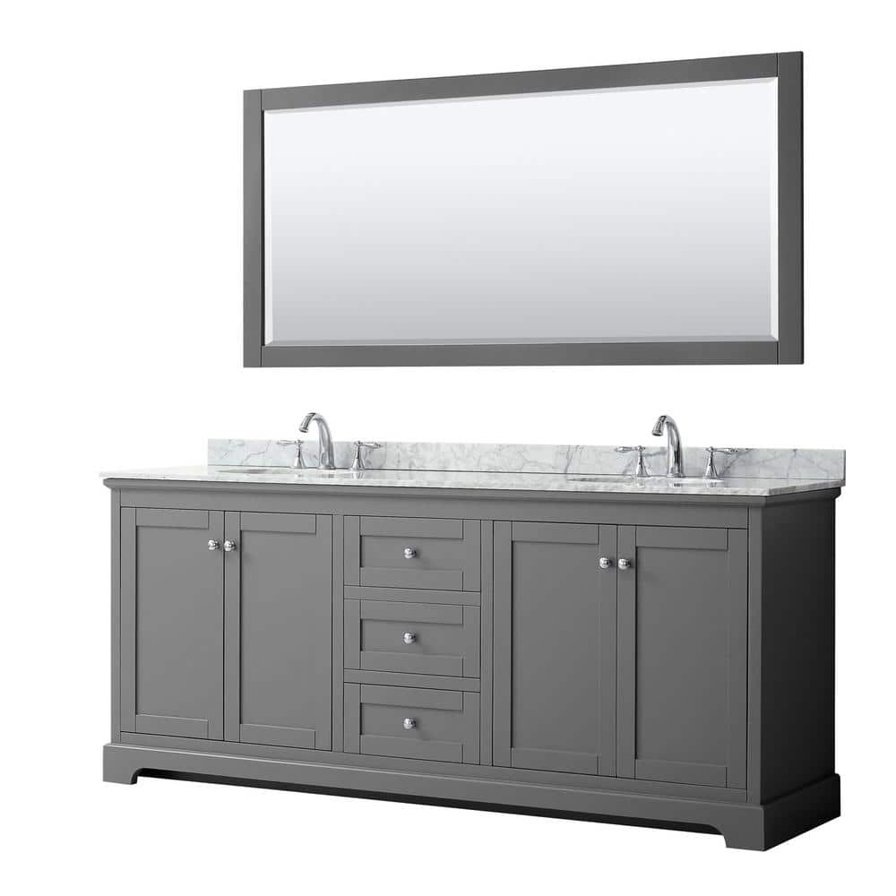 Avery 80" Dark Gray Double Bathroom Vanity with Marble Top