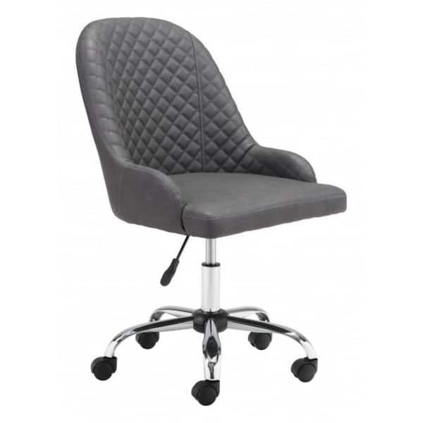 HomeRoots Julia Gray Faux Leather Office Chair with Armless Arms