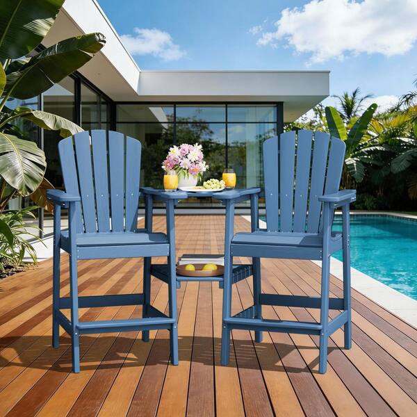 JEAREY HDPE Plastic Tall Adirondack Chair (Set of 2) Outdoor
