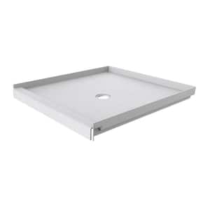 36 in. L x 36 in. W Single Threshold Alcove Shower Pan Base with Center Drain in Sea Salt