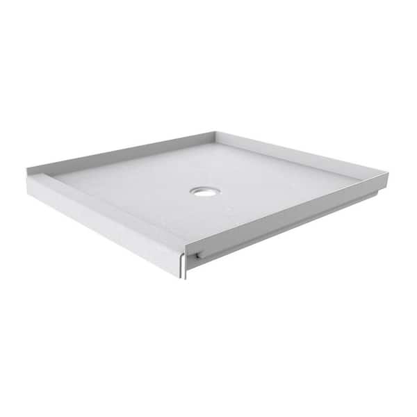 FlexStone 36 in. L x 36 in. W Single Threshold Alcove Shower Pan Base with Center Drain in Sea Salt