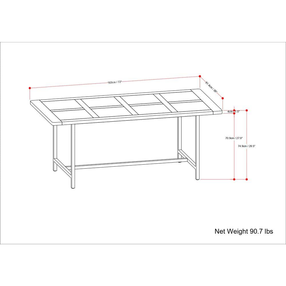 Campbell 72" Burnt Wax Mango Wood Industrial Dining Table