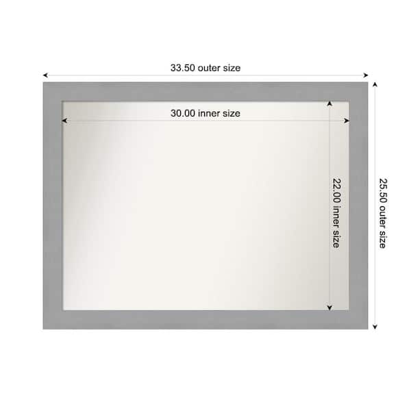 Amanti Art Brushed Nickel 33.5 in. x 25.5 in. Custom Non-Beveled Recycled Polystyrene Framed Bathroom Vanity Wall Mirror