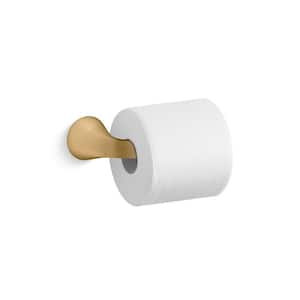 Cursiva Wall-Mount Single Post Toilet Paper Holder in Vibrant Brushed Modern Brass