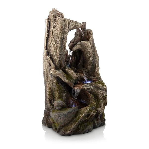 置物 Valley Waterfall Alpine Corporation 40 in. Tall 4-Tier Rainforest Tree Trunk