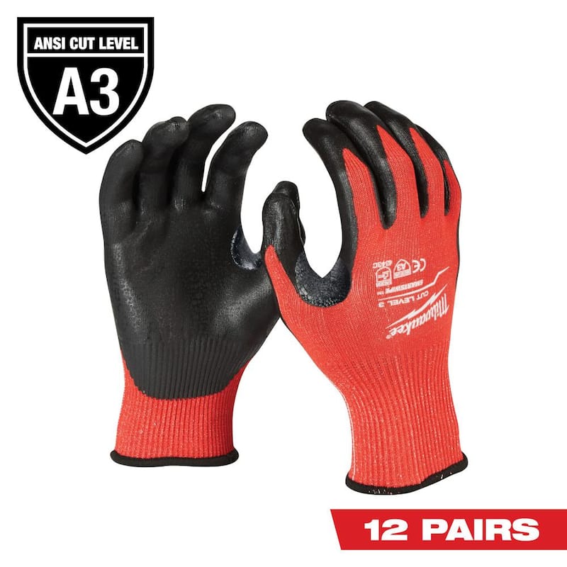 X-Large Red Nitrile Level 3 Cut Resistant Dipped Work Gloves (12-Pack)