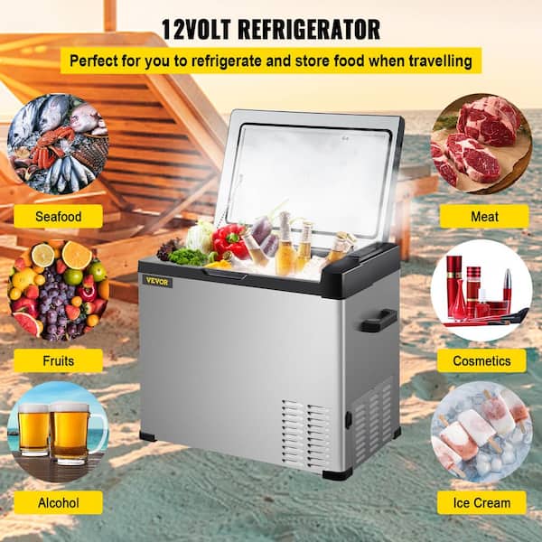 VEVOR 12 Volt Refrigerator Portable Refrigerator (-4°F~68°F) with App Control Car Compressor Fridge Cooler 12V/24V DC and 110-220V AC for Camping Road