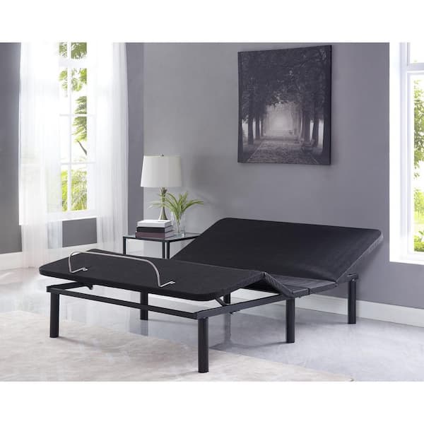 Black 16 in. H Twin XL Adjustable Bed Frame with Massage Modes, Wireless Remote, Timer Feature, Quick Assembly