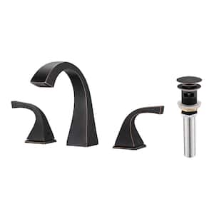 8 in. Widespread 2-Handle Bathroom Faucet With Pop-Up Drain Assembly in Oil Rubbed Bronze