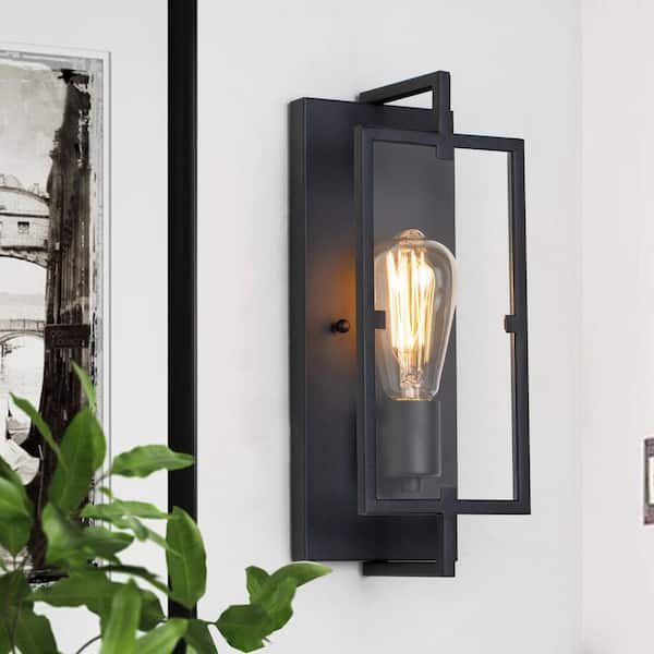 C Cattleya 5 in. Matte Black Sconce with Clear Tempered Glass Shade