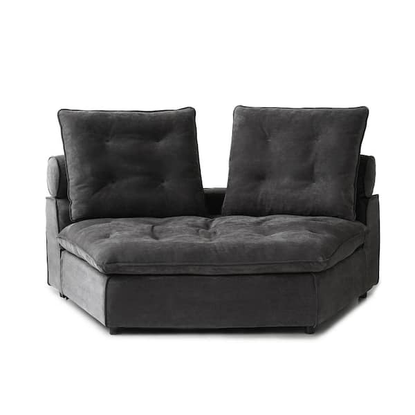 Magic Home Miami Modern 43.3 in. Square Arm 1-Seater Frosted Velvet Corner Piece Section Modular Sectional Sofa in Gray