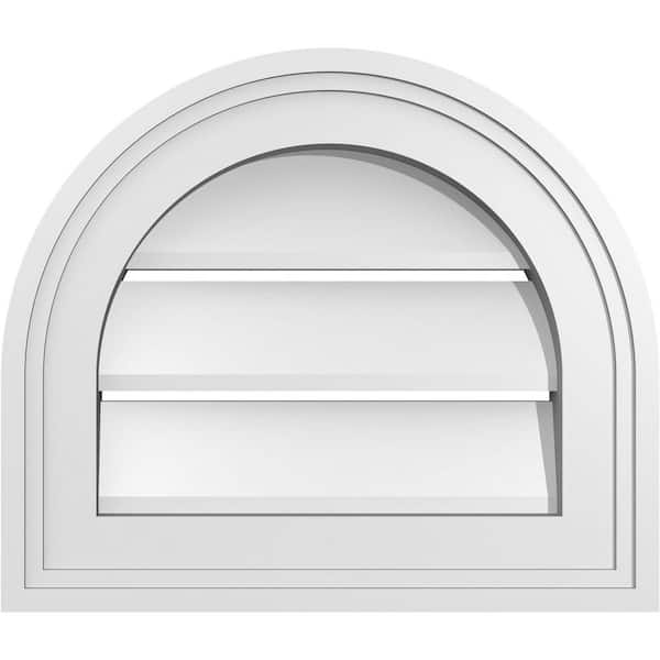 Ekena Millwork 14" x 12" Round Top Surface Mount PVC Gable Vent: Functional with Brickmould Frame