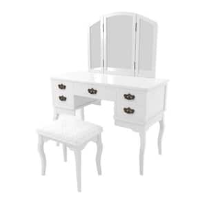 Ashland White Vanity Table with Drawers 30 in. x 19 in. x 43 in.