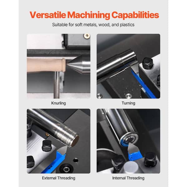 SKYSHALO Metal Lathe 8 x 16 in. 550W Benchtop Lathe Machine 0-2500