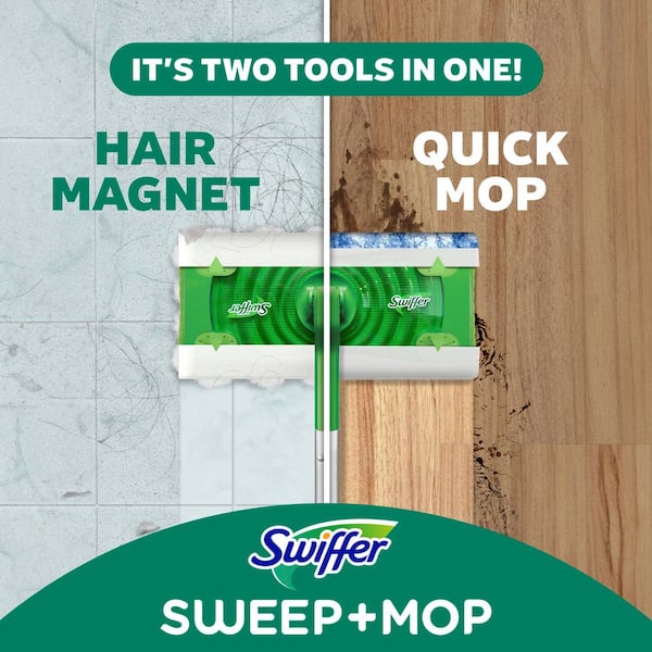 Sweep and Mop 2-in-1 Dry and Wet Multi-Surface Mopping Starter Kit (1-Sweeper, 5-Dry Cloths, 3-Wet Cloths)