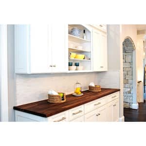 6 ft. L x 36 in. D Unfinished Walnut Solid Wood Butcher Block Island Countertop With Square Edge