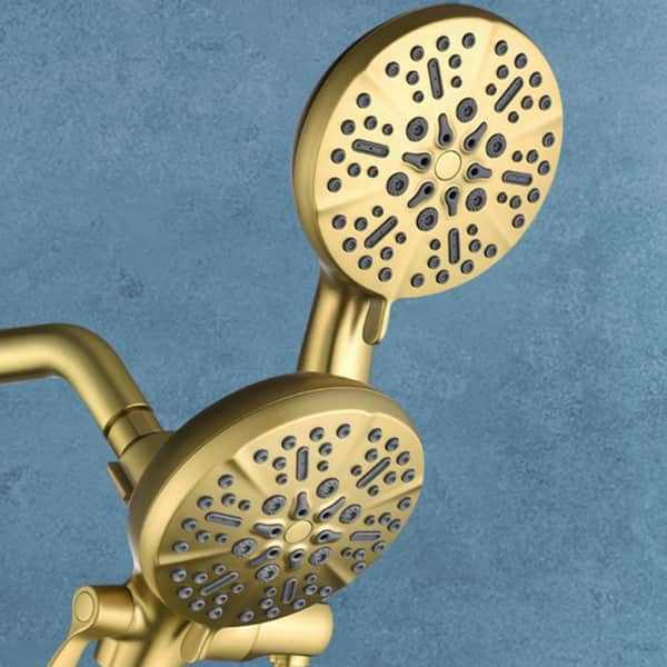 Single-Handle 7-Spray Patterns with 1.75 GPM 4.72 in. Wall Mount Handheld Shower Head in Brushed Gold (Valve Included)