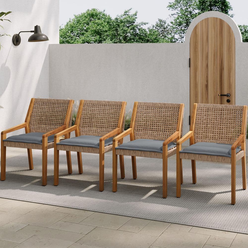 2-Piece 21.25 in. W x 23.5 in. D x 32 in. H Brown and Teak Outdoor