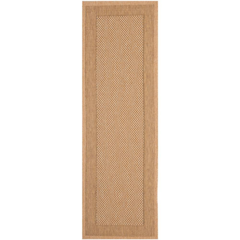 Natural and Gold Synthetic Non-slip Indoor/Outdoor Runner Rug