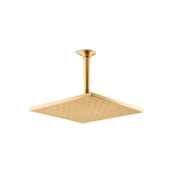 KOHLER 1-Spray Patterns with 1.75 GPM 10 in. Ceiling Mount Fixed Shower Head in Vibrant Brushed Moderne Brass