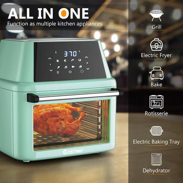 19 qt Dehydrate Convection Air Fryer Toaster Oven with 5 Accessories Green