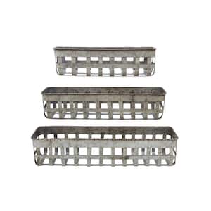 24-1/2 in., 20 in. and 16 in. L Iron Open Weave Baskets (Set of 3)