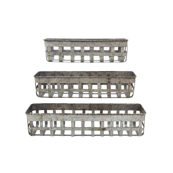 Storied Home 24-1/2 in., 20 in. and 16 in. L Iron Open Weave Baskets (Set of 3)