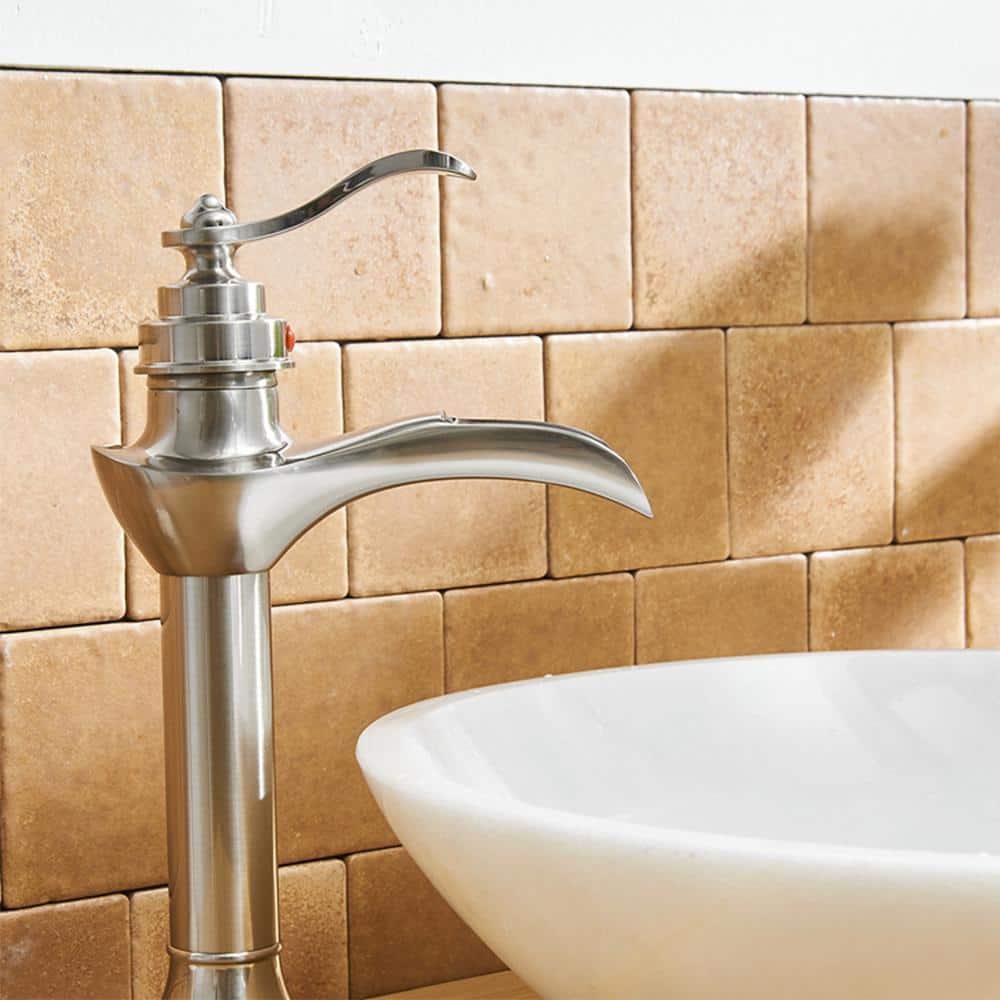 Brushed Nickel Single Handle High Arc Bathroom Faucet