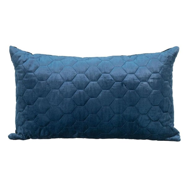 HomeRoots Navy Blue Solid Polyester 14 in. x 24 in. Throw Pillow