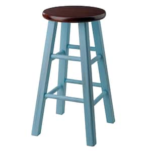 Ivy 24 in. Rustic Light Blue and Walnut Counter Stool