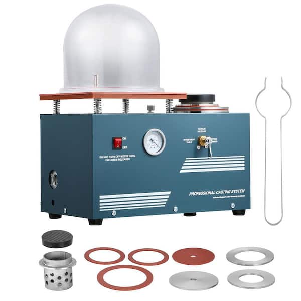 290-Watt Vacuum Investing Casting Machine 3 CFM Pump Bell Jar Oil Port 11 x 11 in. Workbench for Jewelry