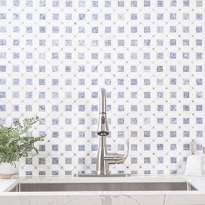Azula Hatchwork 12 in. x 12 in. Polished Marble Mesh-Mounted Mosaic Tile (10 sq. ft. / Case)