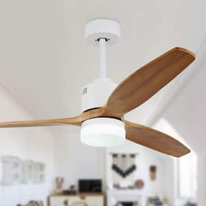 Novella 52in. LED Indoor Solid Wood Scandi-Japanese Ceiling Fan With Light Latest DC Motor Technology, Burlywood