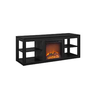 Nelson 65 in. Black TV Stand Console with Fireplace