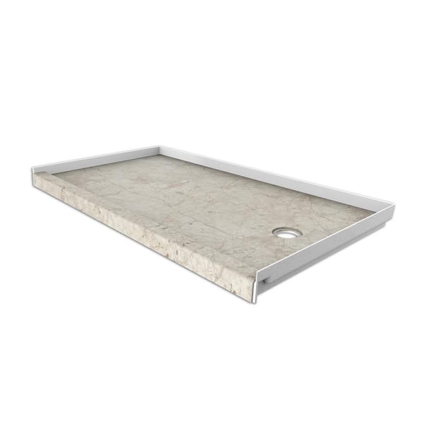FlexStone 30 in. x 60 in. Single Threshold Shower Base with Right Hand Drain in Botticino Cream