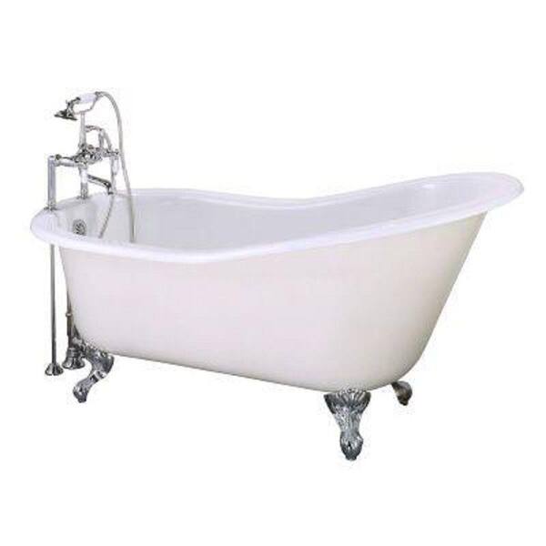 Elizabethan Classics 5 ft. Cast Iron Slipper Tub with Chrome Handshower Faucet