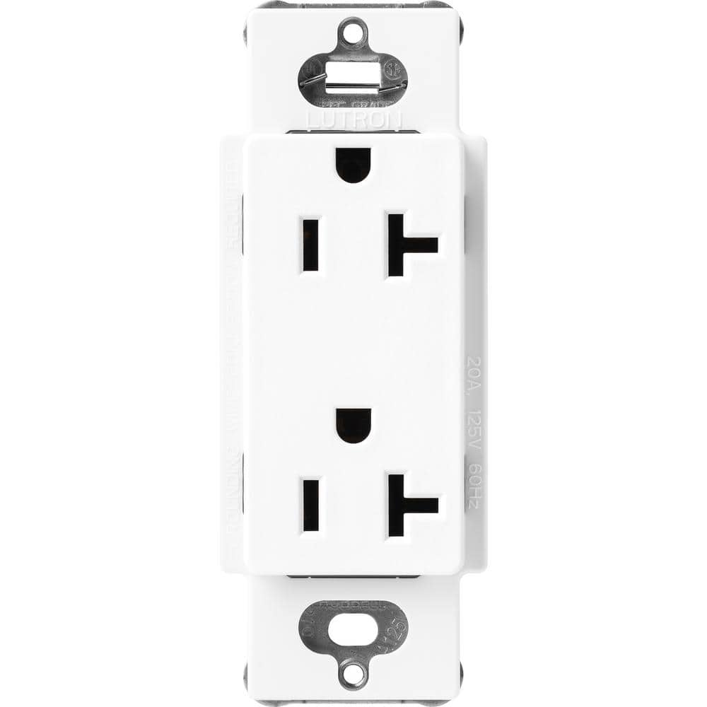 Lutron Claro 20 Amp Duplex Outlet, Brilliant White (SCR20BW) SCR20