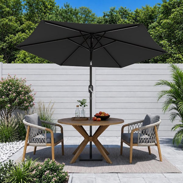 7.5 ft. Patio Market Umbrellas with Crank and Tilt Button in Black