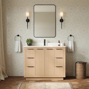 Maroni 42 in. W x 22 in. D Single Bath Vanity in Light Straw with Cultured Marble Vanity Top in White with White Basin