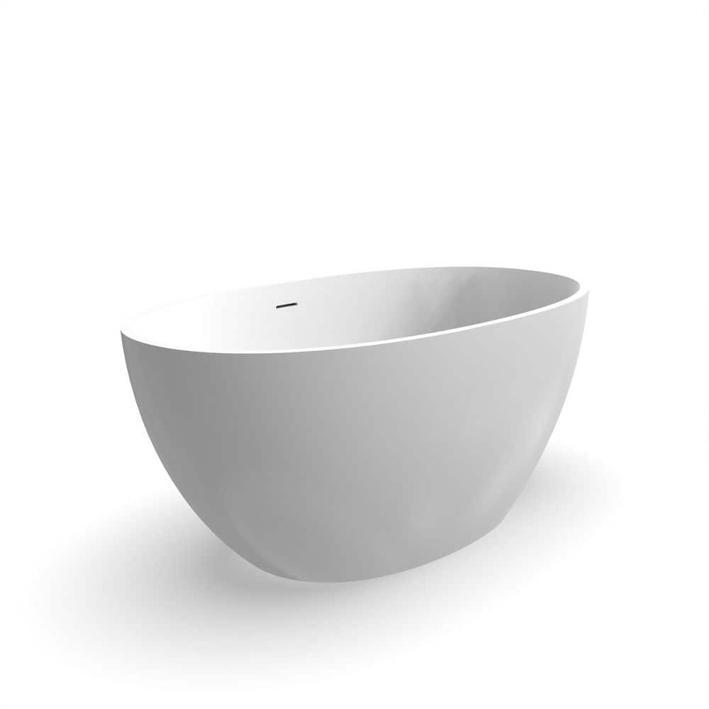55'' Matte White Stone Resin Freestanding Double Slipper Bathtub