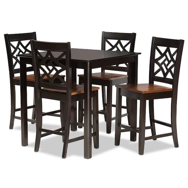 Nicolette 5-Piece Dark Brown and Walnut Brown Pub Set