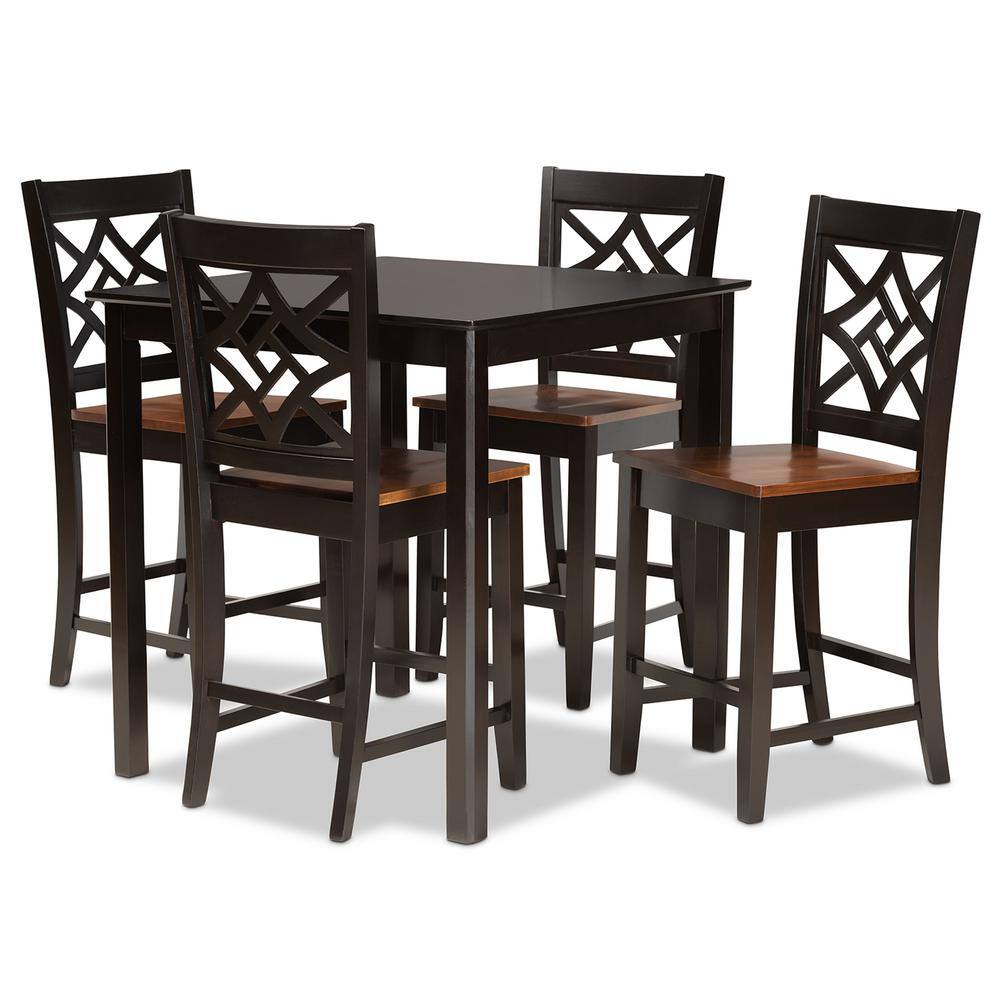 Nicolette 5-Piece Dark Brown and Walnut Brown Pub Set