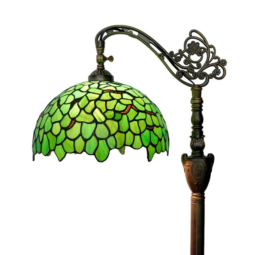 63 in. Tiffany Style Bronze Finish 1-Light Standard Floor Lamp with Green Stained Glass Lamp Shade price history on PriceWatchPro