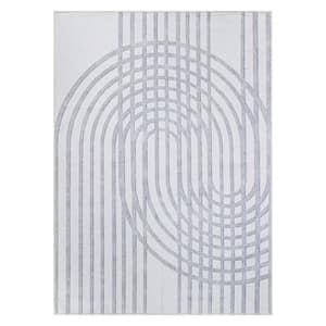 Contemporary Lines Machine Washable Ivory 5 ft. x 7 ft. Area Rug