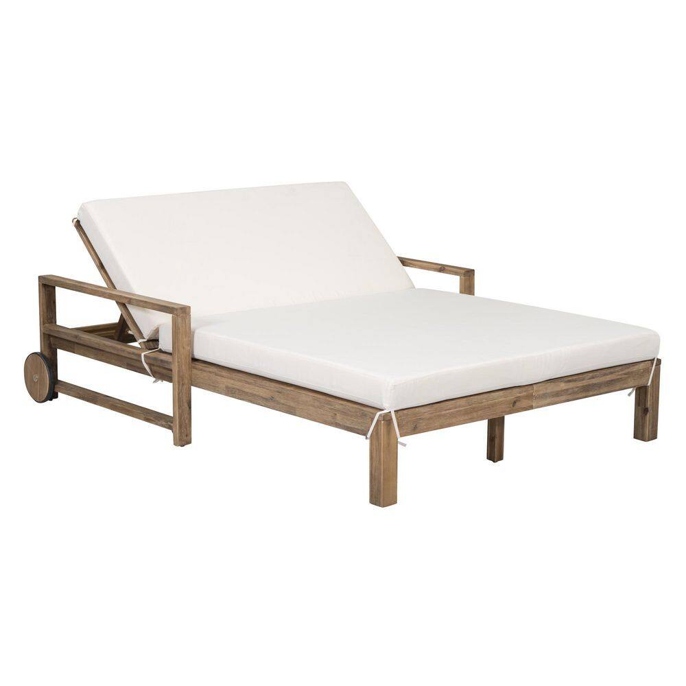 Brown Solid Wood Outdoor Day Bed with Beige Cushions price history on PriceWatchPro