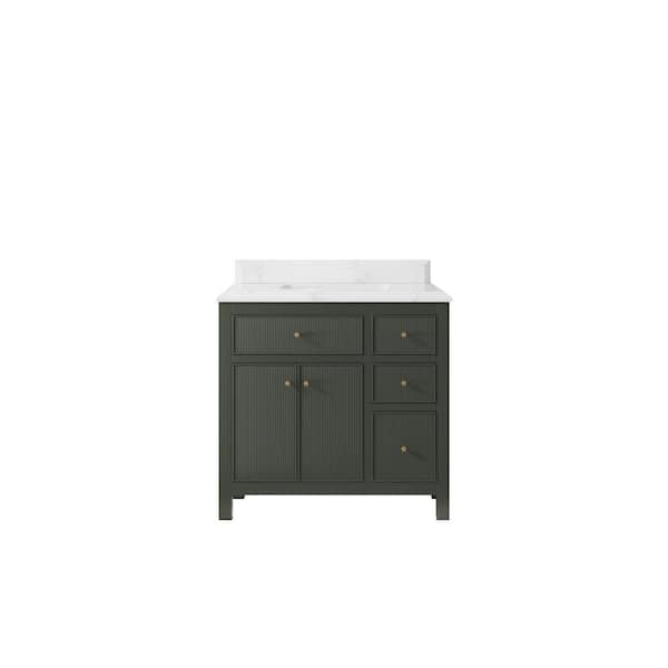 Willow Collections Sonoma 36 in. W x 22 in. D x 36 in. H Single Sink Bath Vanity Center in Pewter Green with 1.5 in. Empira Quartz Top