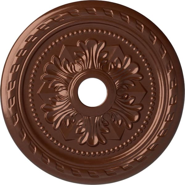Ekena Millwork 1-5/8 in. x 23-5/8 in. x 23-5/8 in. Polyurethane Palmetto Ceiling Medallion, Copper Penny