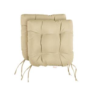 Sunbrella Canvas Antique Beige Tufted Chair Cushion Round U-Shaped Back 16 x 16 x 3 (Set of 2)